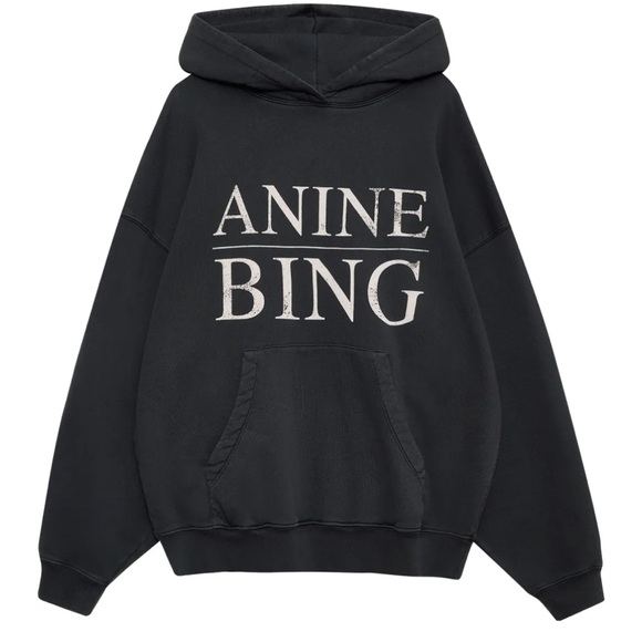 Anine Bing Tops - NEW NWT Anine Bing Harvey sweatshirt serif vintage black Hoodie size XS